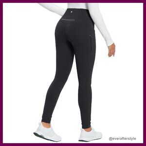 Fleece Lined Leggings High Waist Water Resistant Winter Running Hiking Pants